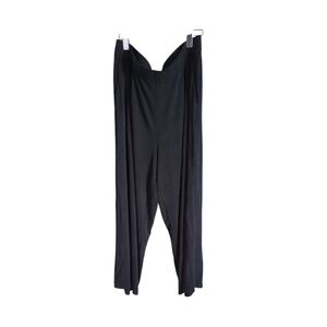 Eileen Fisher Sandwashed Cupro Knit Pleated Wide Leg Crop Pants Black Size L